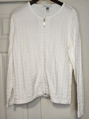 Parkhurst White Textured Zip Cardigan